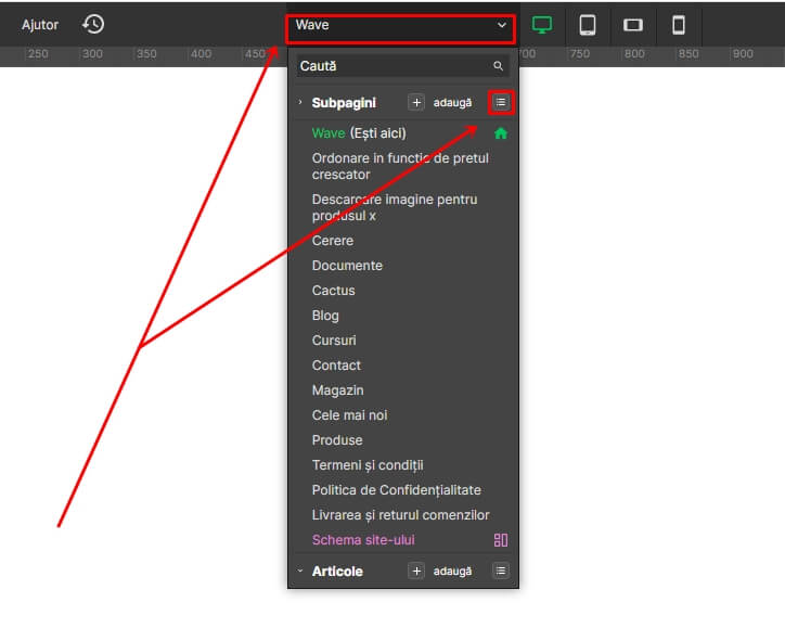 Deschide lista de subpagini Deschide lista de subpagini