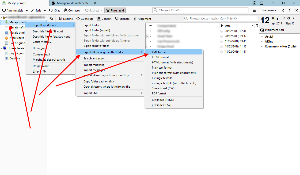 Exportul mesjaelor din contul e-mail WebWave Exportul mesjaelor din contul e-mail WebWave