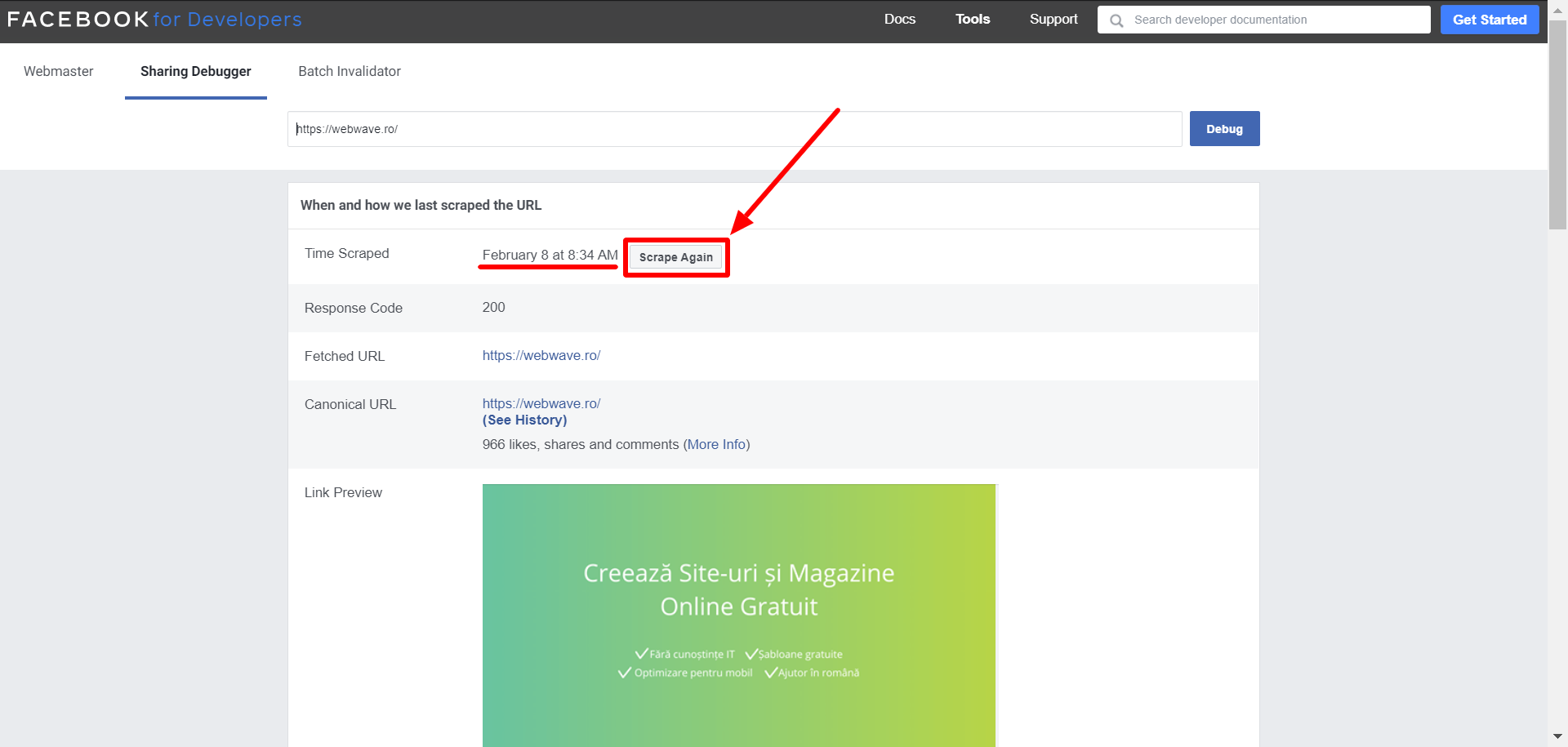 Fa click pe Scrape again Fa click pe Scrape again