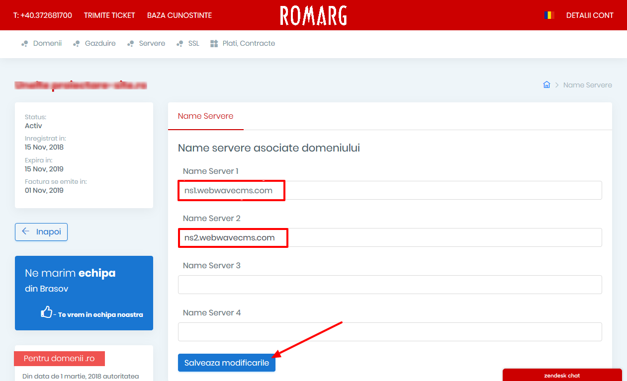 Întroducem adresele serverelor WebWave și salvăm modificările Întroducem adresele serverelor WebWave și salvăm modificările