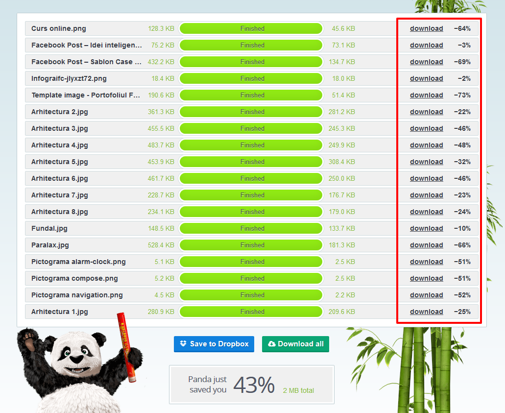 Descarcă imaginile prelucrate într-un folder separat. Descarcă imaginile prelucrate într-un folder separat.