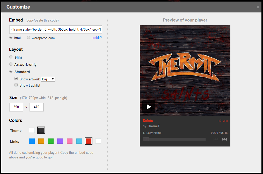 Setează modul în care va arăta playerul Setează modul în care va arăta playerul